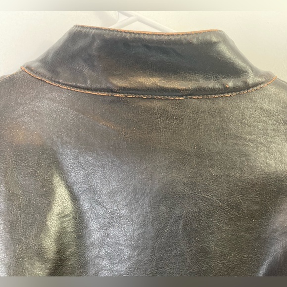 Vintage Men’s Brown Bomber Jacket w Cream Sides and Stripes on Sleeves, Large - Picture 7 of 15